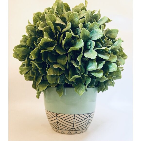 Artificial Boxwood Topiary Plant in Ceramic Pot 12” Indoor Home Office Boho - Picture 4 of 4